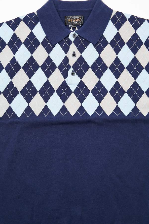 Beams Plus Knit Polo - Argyle/Navy Beams Plus Knit Polo - Argyle/Navy