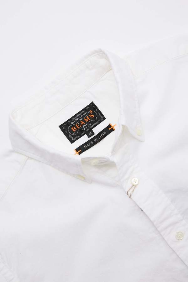 Beams Plus Short Sleeve B.D. Oxford Shirt - White Beams Plus Short Sleeve B.D. Oxford Shirt - White