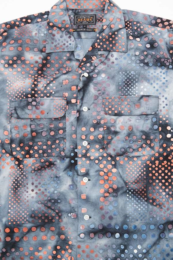 Beams Plus Short Sleeve Open Collar Batik Print - BLACK Beams Plus Short Sleeve Open Collar Batik Print - BLACK