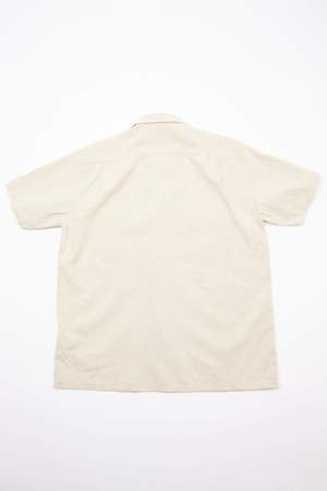 Beams Plus Short Sleeve Open Collar Cotton Linen Canvas Shirt - Natural Beams Plus Short Sleeve Open Collar Cotton Linen Canvas Shirt - Natural