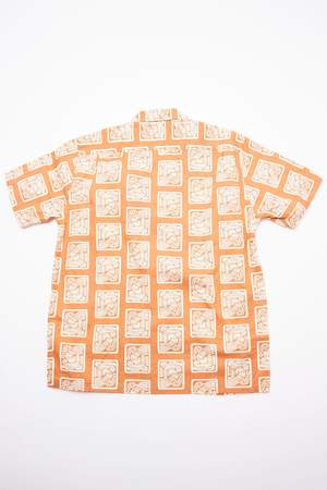 Beams Plus Short Sleeve Open Collar Dobby Print Shirt - Light Brown Beams Plus Short Sleeve Open Collar Dobby Print Shirt - Light Brown