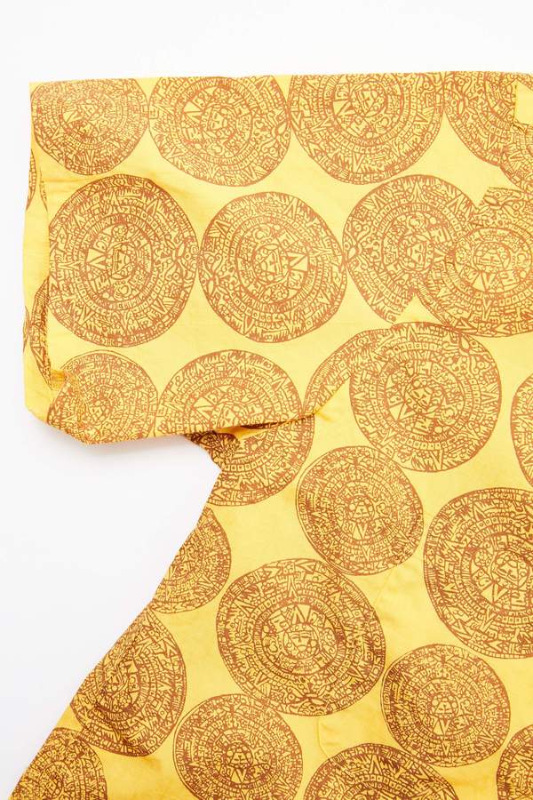 Beams Plus Short Sleeve Open Collar Dobby Print Shirt - Mustard Beams Plus Short Sleeve Open Collar Dobby Print Shirt - Mustard