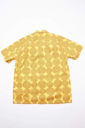 Beams Plus Short Sleeve Open Collar Dobby Print Shirt - Mustard Beams Plus Short Sleeve Open Collar Dobby Print Shirt - Mustard