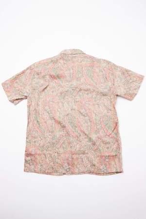 Beams Plus Short Sleeve Open Collar Linen Paisley Shirt - Red Beams Plus Short Sleeve Open Collar Linen Paisley Shirt - Red