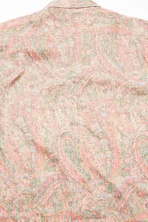 Beams Plus Short Sleeve Open Collar Linen Paisley Shirt - Red Beams Plus Short Sleeve Open Collar Linen Paisley Shirt - Red