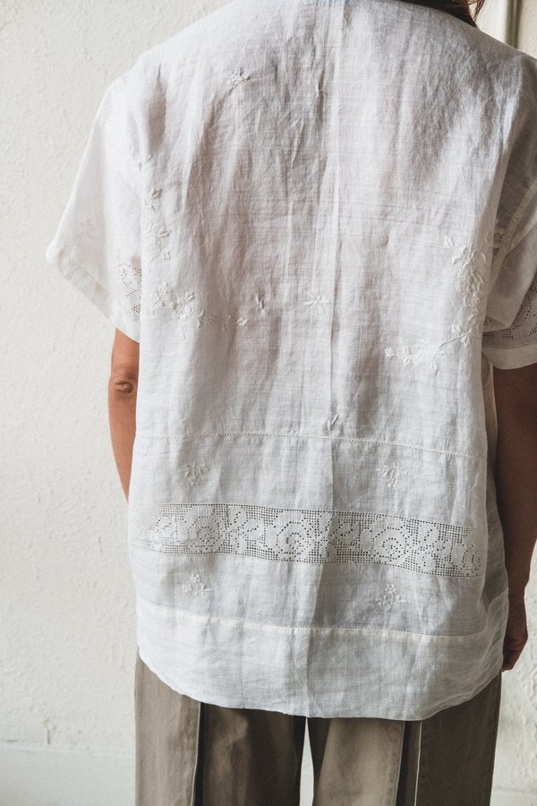 Bode One Of A Kind Lace Cutwork Short Sleeve Shirt | Garmentory