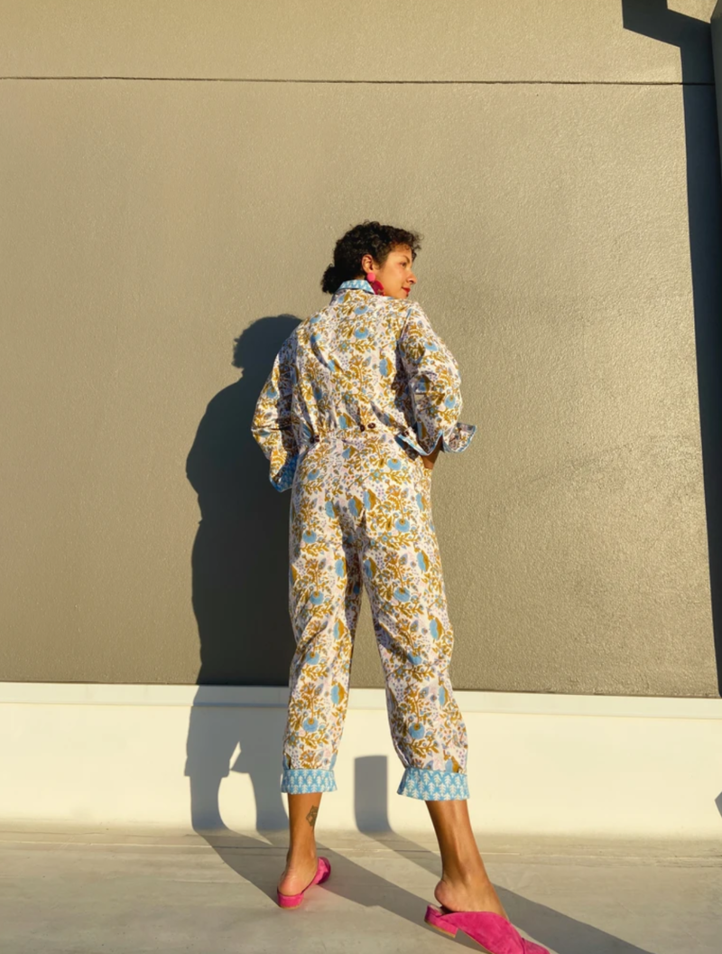 SZ Blockprints Jumpsuit - Violet/Sand Padra Print | Garmentory