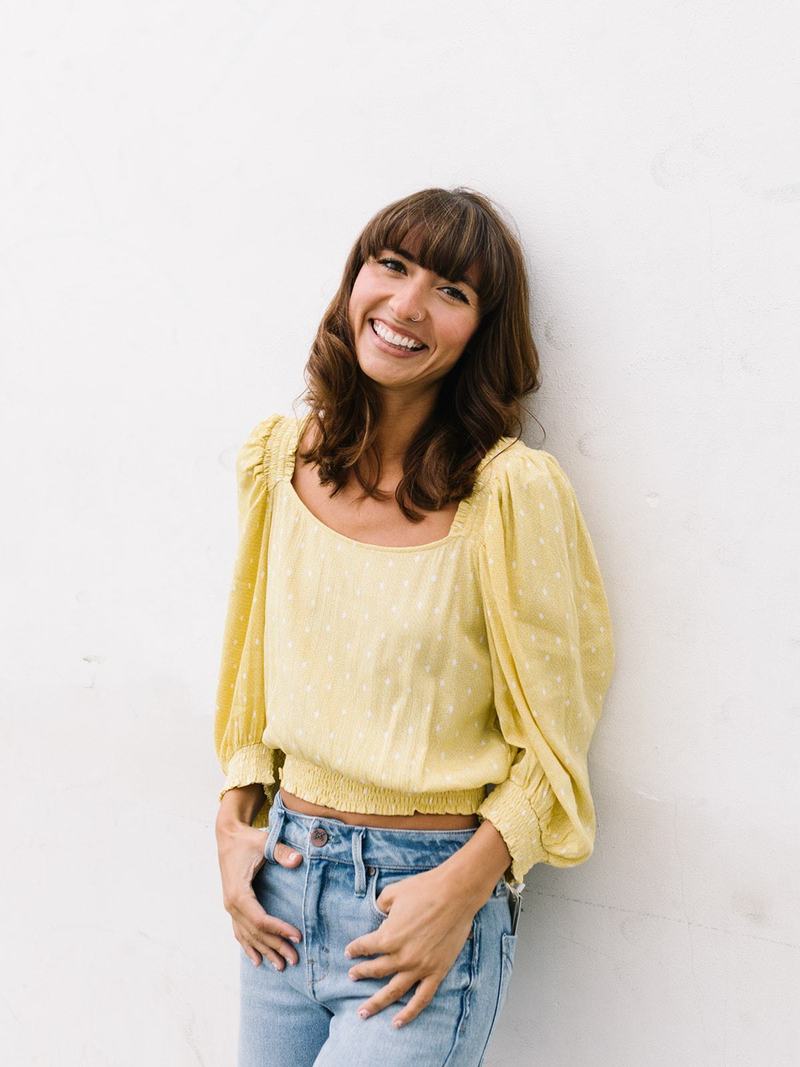 yellow square neck top