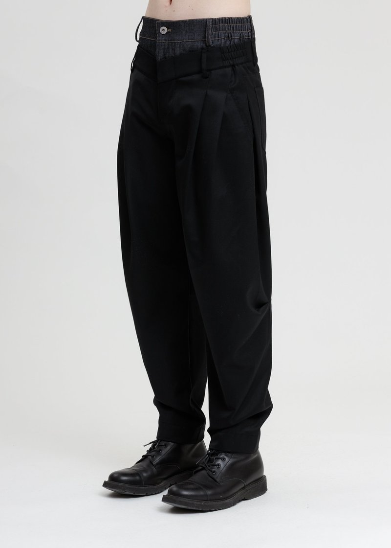 Feng Chen wangスラックス Feng Chen Wang Black Oversize Skirt Trousers Feng Chen Wang