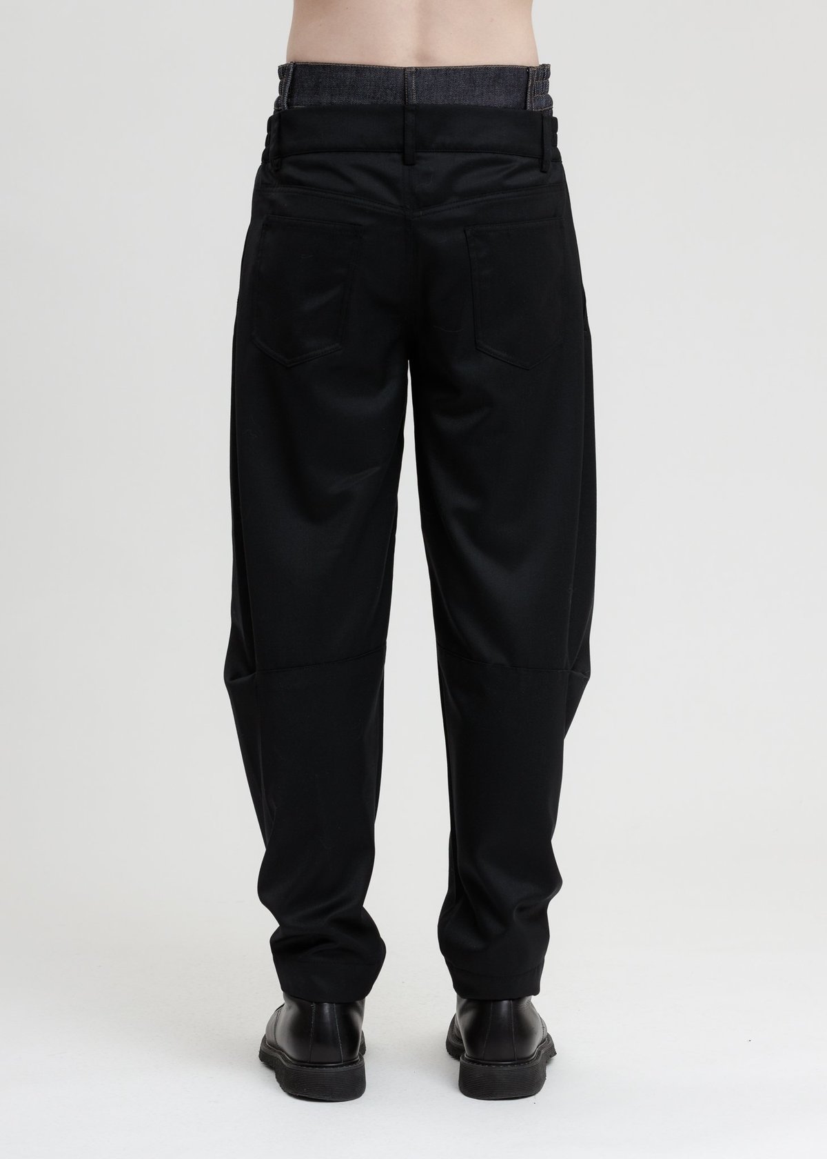 Feng Chen Wang Wool Blend Double Waistband Trousers - Black