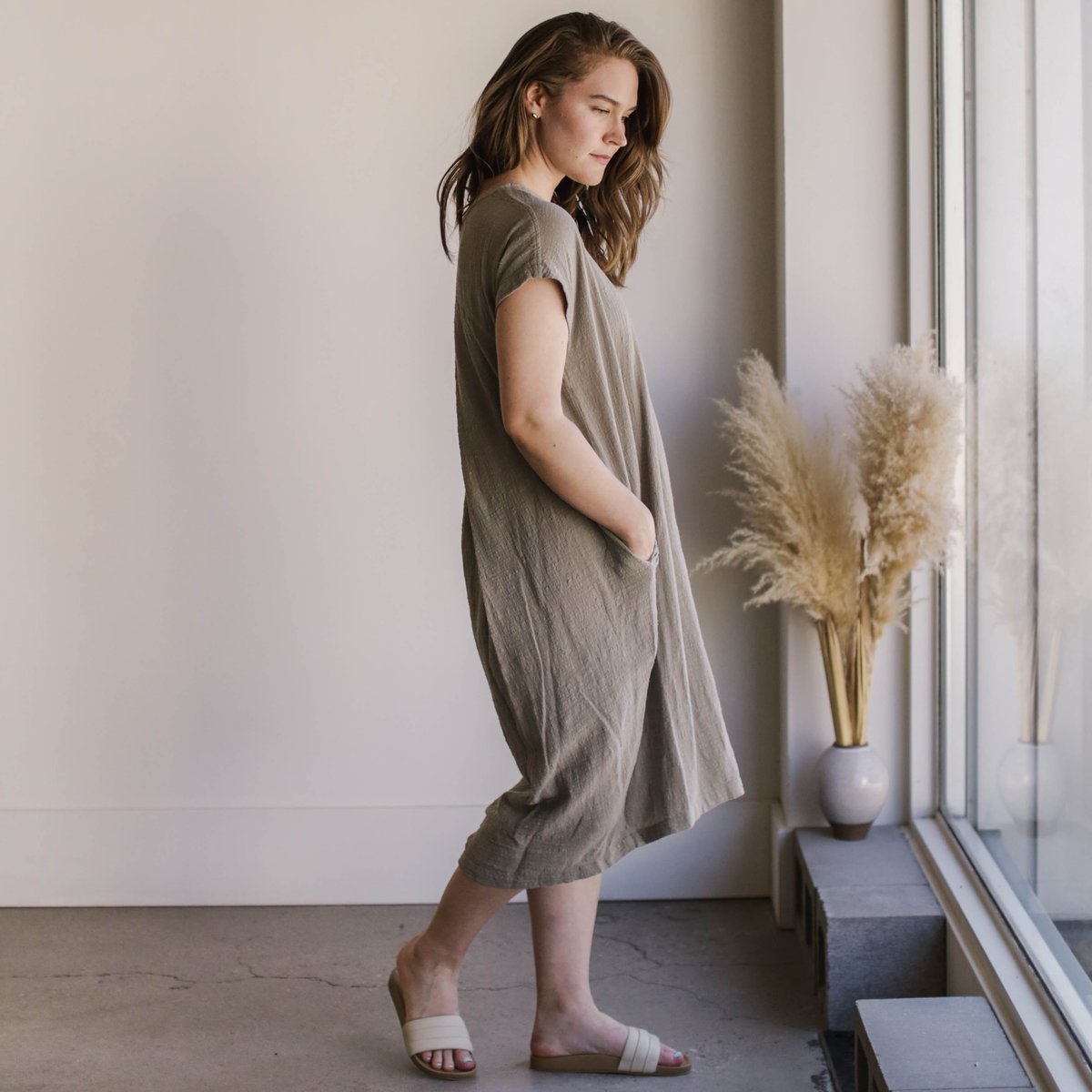 open lace back dress St. Agni | Canvas Pleat Cocoon Dress