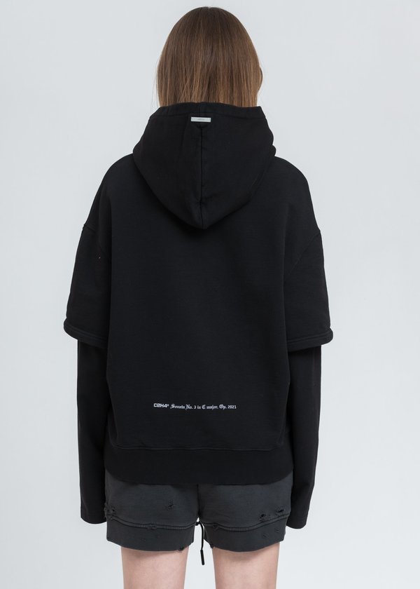 C2H4 Grunge Guitar Double Layer Hoodie - Black C2H4 Grunge Guitar Double Layer Hoodie - Black