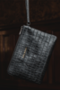 SALASAI CLUTCH AND CARD HOLDER - BLACK ETHICAL CROC LEATHER - Thumbnail 1