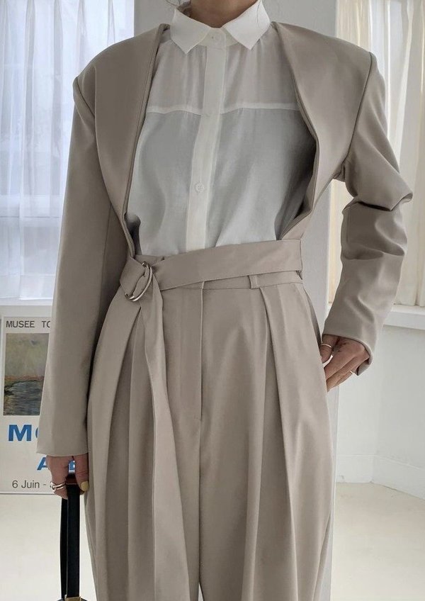 W A N T S Bolero Belted Blazer - Beige W A N T S Bolero Belted Blazer - Beige
