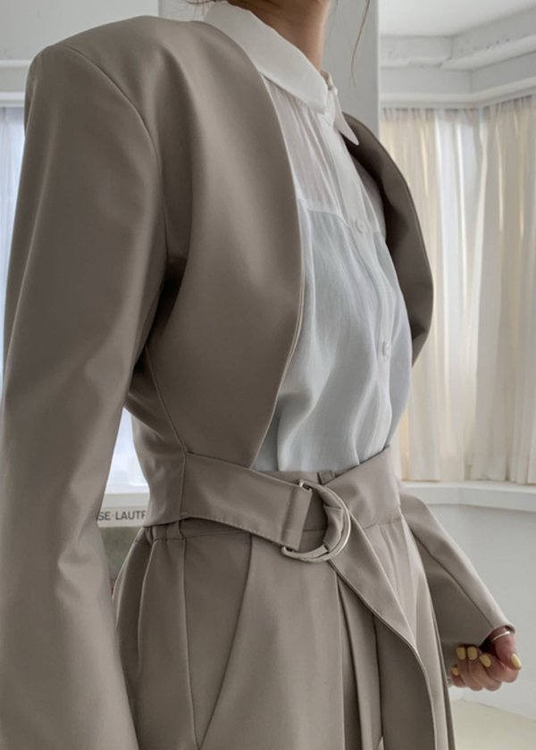 W A N T S Bolero Belted Blazer - Beige W A N T S Bolero Belted Blazer - Beige