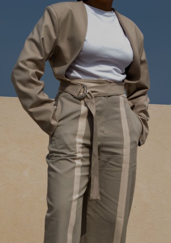 W A N T S Bolero Belted Blazer - Beige W A N T S Bolero Belted Blazer - Beige