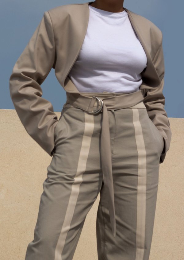 W A N T S Bolero Belted Blazer - Beige W A N T S Bolero Belted Blazer - Beige