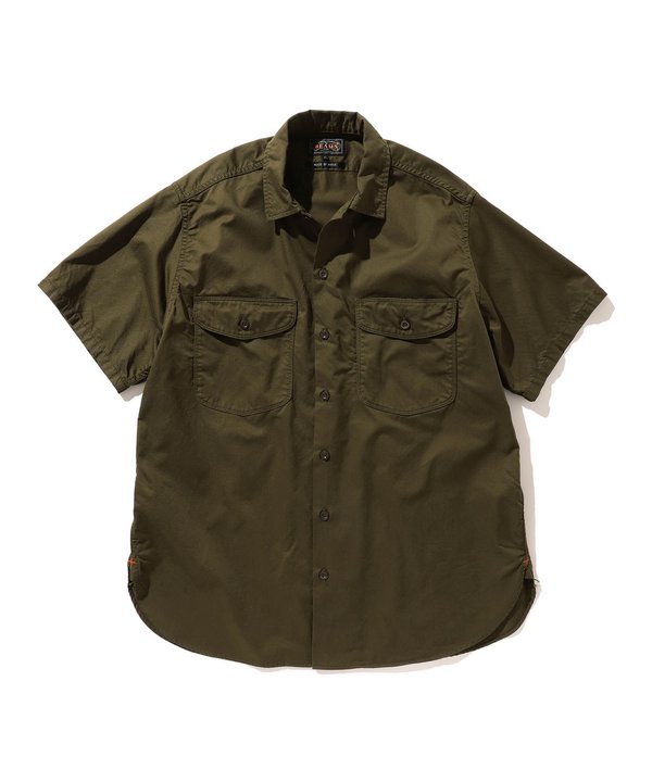 Beams Plus Short Sleeve Work Twill Shirt - Olive Beams Plus Short Sleeve Work Twill Shirt - Olive