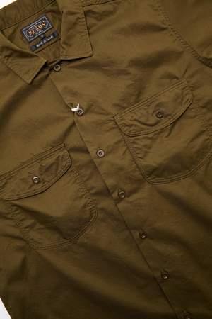 Beams Plus Short Sleeve Work Twill Shirt - Olive Beams Plus Short Sleeve Work Twill Shirt - Olive