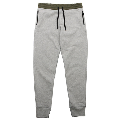 {ie WOVEN WAISTBAND SWEATPANT HEATHER GREY / OLIVE {ie WOVEN WAISTBAND SWEATPANT HEATHER GREY / OLIVE