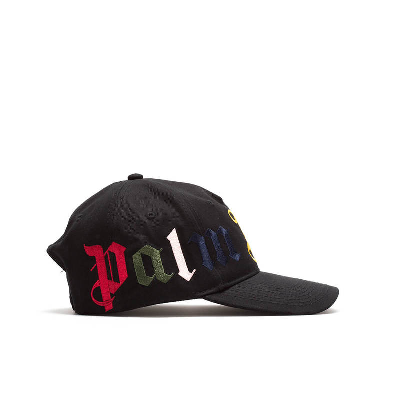 Palm Angels パームエンジェルス RAINBOW LOGO CAP PALM ANGELS Big rainbow logo cap - Black | Garmentory
