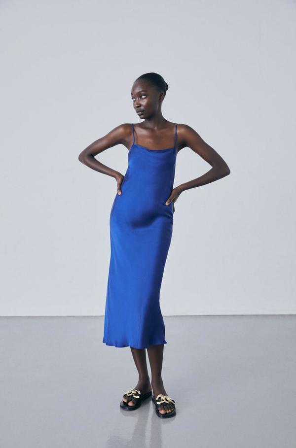 straight neck silk dress Straight Neck Ruched Satin A-line Maxi Dress With Pockets Slit KOREYILA