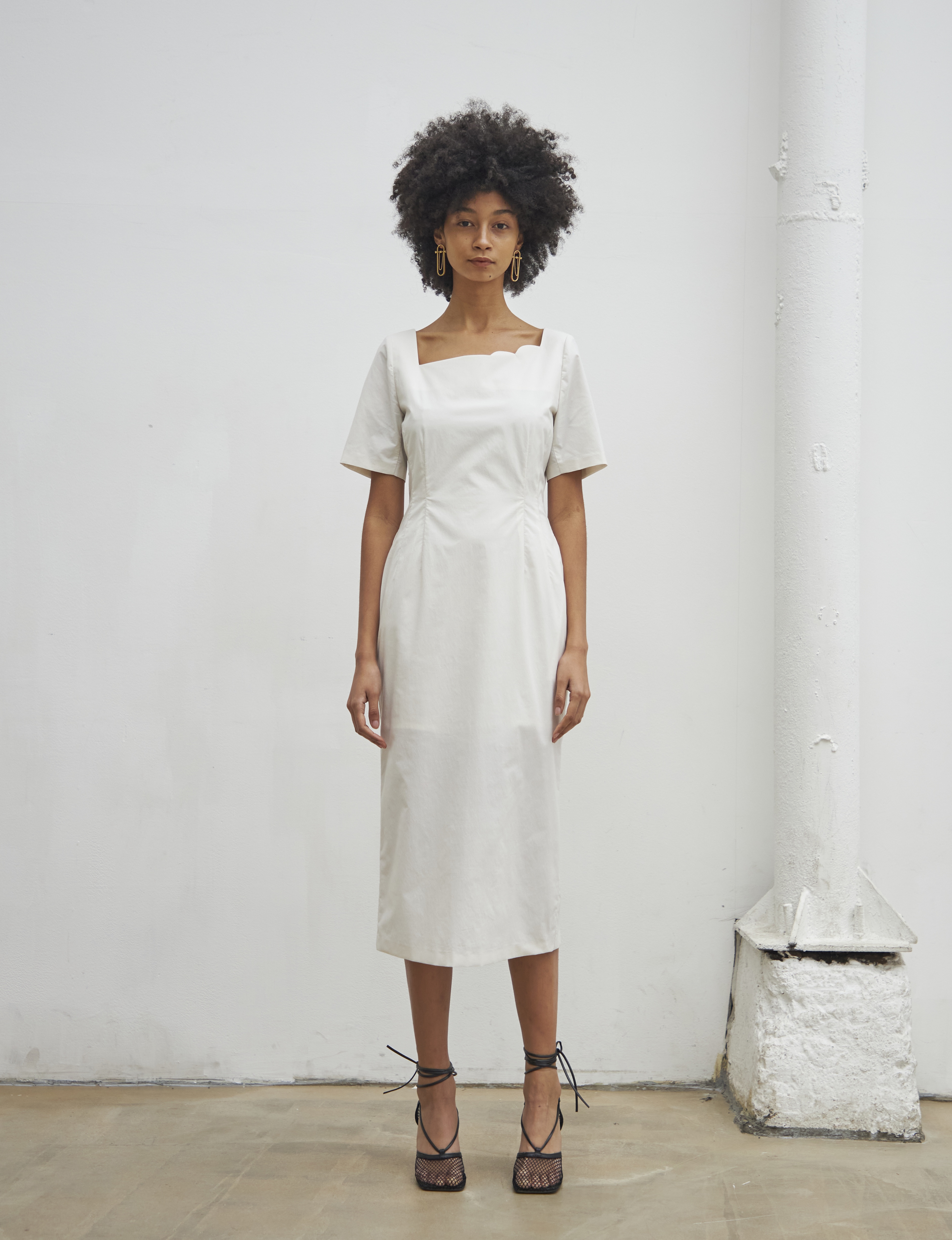 Maison De Ines SECOND HALF MOON NECK DRESS - white | Garmentory