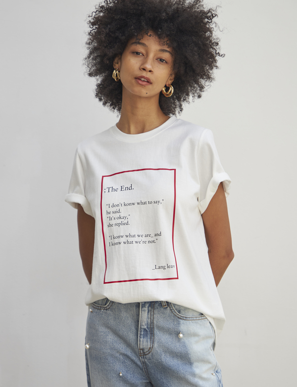 Maison De Ines THE END MOOD T-SHIRT - white Maison De Ines THE END MOOD T-SHIRT - white