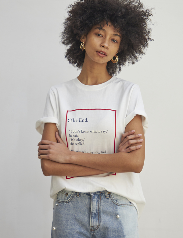 Maison De Ines THE END MOOD T-SHIRT - white Maison De Ines THE END MOOD T-SHIRT - white