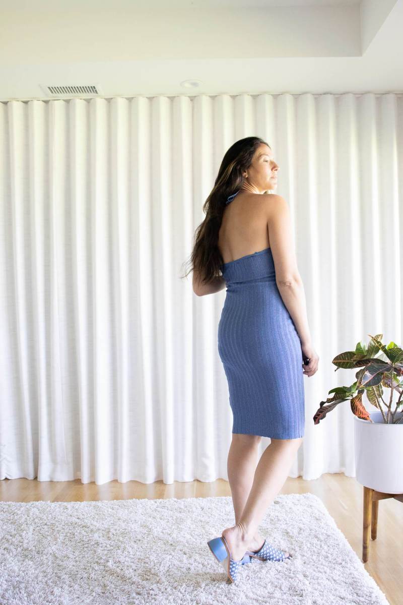 PALOMA WOOL｜DRESSES (Jeny (TJ1102-802)) JENY-Grey fitted, bandeau dress with adjustable straps