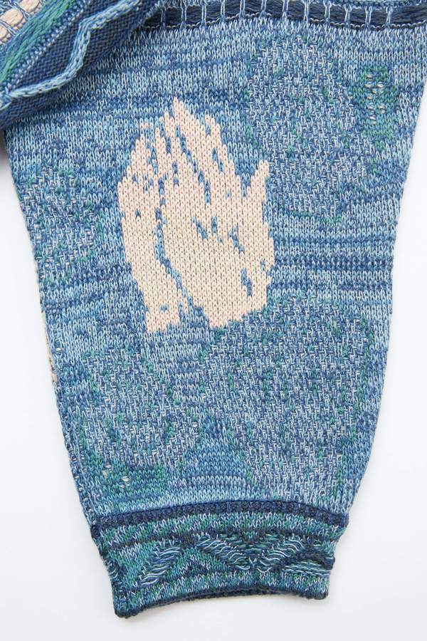 Kapitalkapital 7g Knit Virgin Mary Gaudy Crew Sweater - Blue