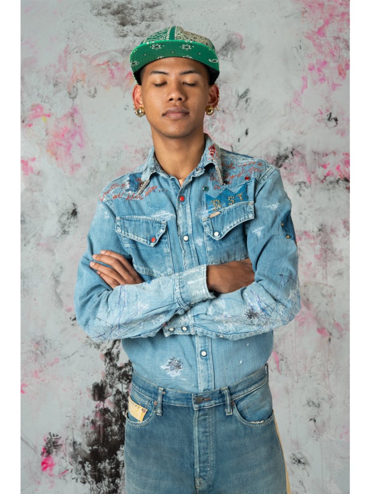 Kapital Chino Baseball Cap (Peckish Rainbow Embroidery)