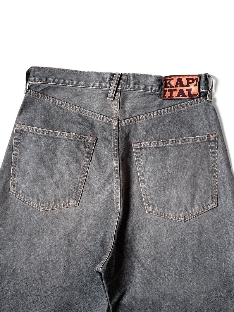 Kapital Kountry 14oz Black Denim 5p Short Pants - Bone/Black