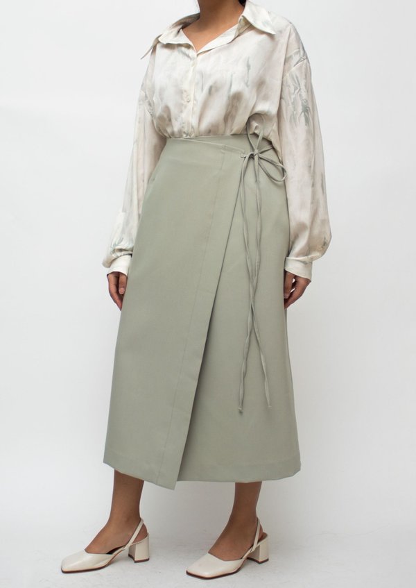 W A N T S Tied Midi Skirt - Mint Green W A N T S Tied Midi Skirt - Mint Green