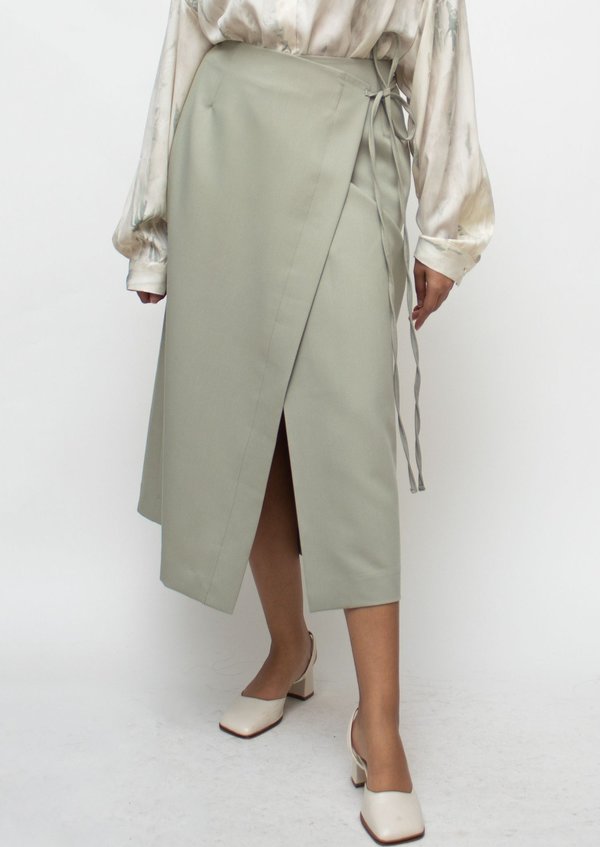 W A N T S Tied Midi Skirt - Mint Green W A N T S Tied Midi Skirt - Mint Green