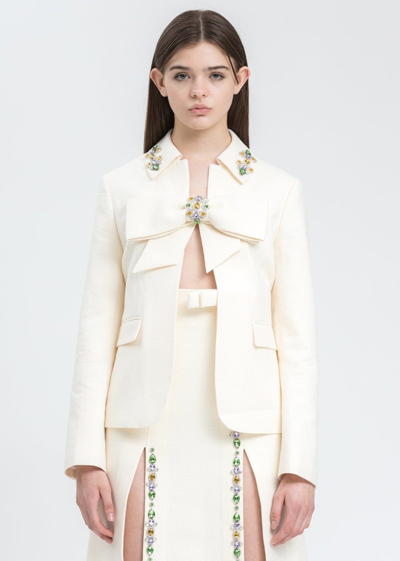 ジャケット・アウター SHUSHU/TONG bow crystal suit jackect Shushu/Tong Bow Crystal Suit Jacket - White | Garmentory