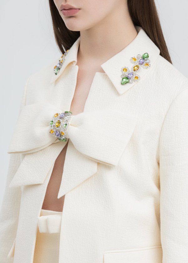 ジャケット・アウター SHUSHU/TONG bow crystal suit jackect Shushu/Tong Bow Crystal Suit Jacket - White | Garmentory