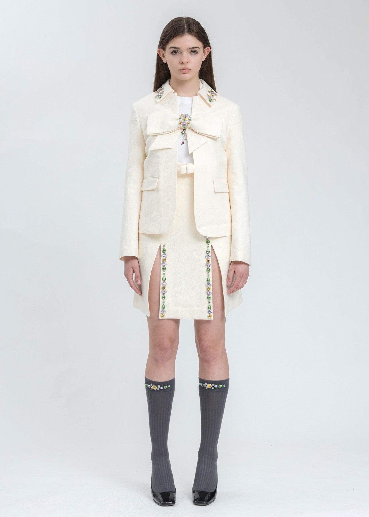 Shushu/Tong Bow Crystal Suit Jacket - White | Garmentory