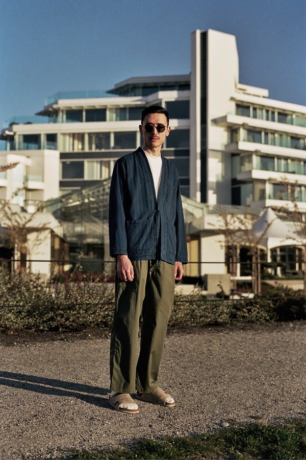 Kyoto Work Jacket Washed Indigo Herringbone Denim on Garmentory プライスダウン universal works workjacket Gジャン/デニムジャケット