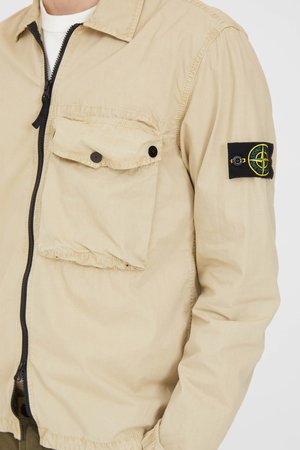 Stone Island Brushed Cotton Canvas Zipped Overshirt - Sand Stone Island Brushed Cotton Canvas Zipped Overshirt - Sand