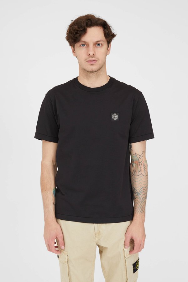 Stone Island Cotton Jersey Fissato T Shirt - Black Stone Island Cotton Jersey Fissato T Shirt - Black