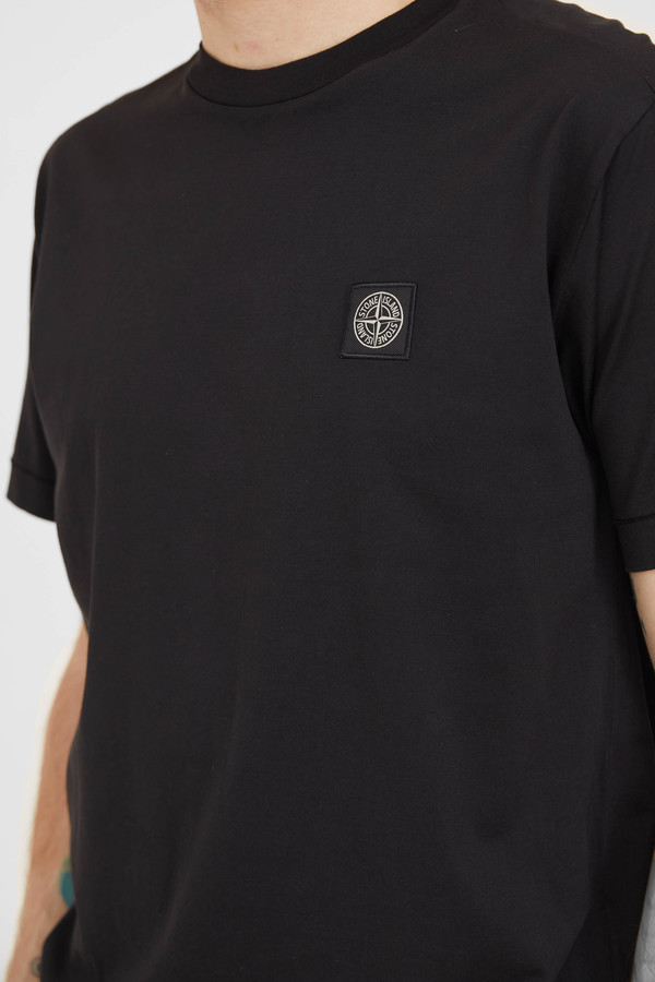 Stone Island Cotton Jersey Fissato T Shirt - Black Stone Island Cotton Jersey Fissato T Shirt - Black