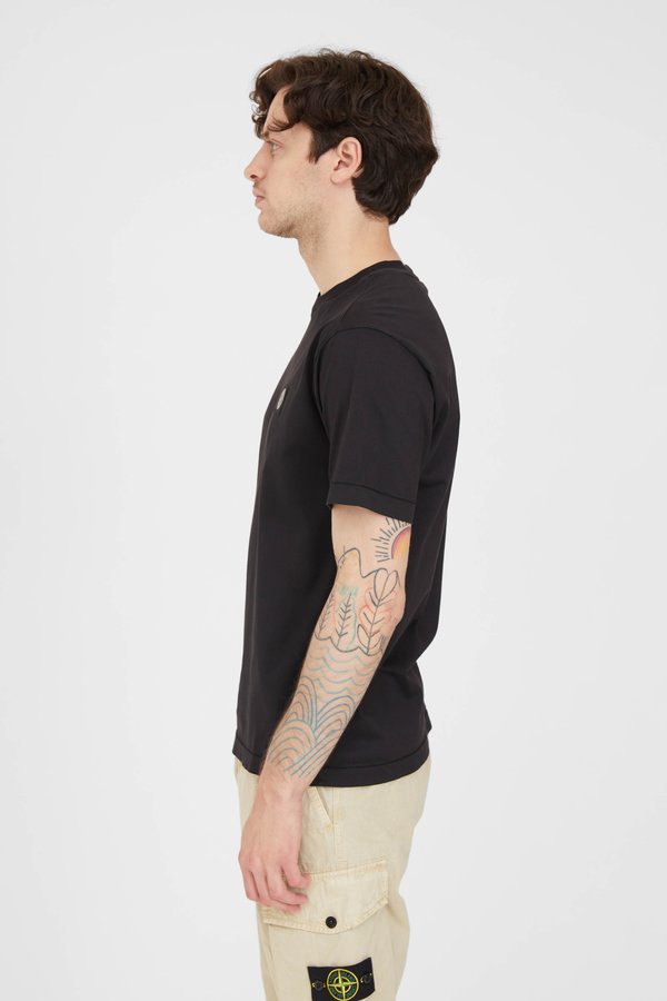 Stone Island Cotton Jersey Fissato T Shirt - Black Stone Island Cotton Jersey Fissato T Shirt - Black