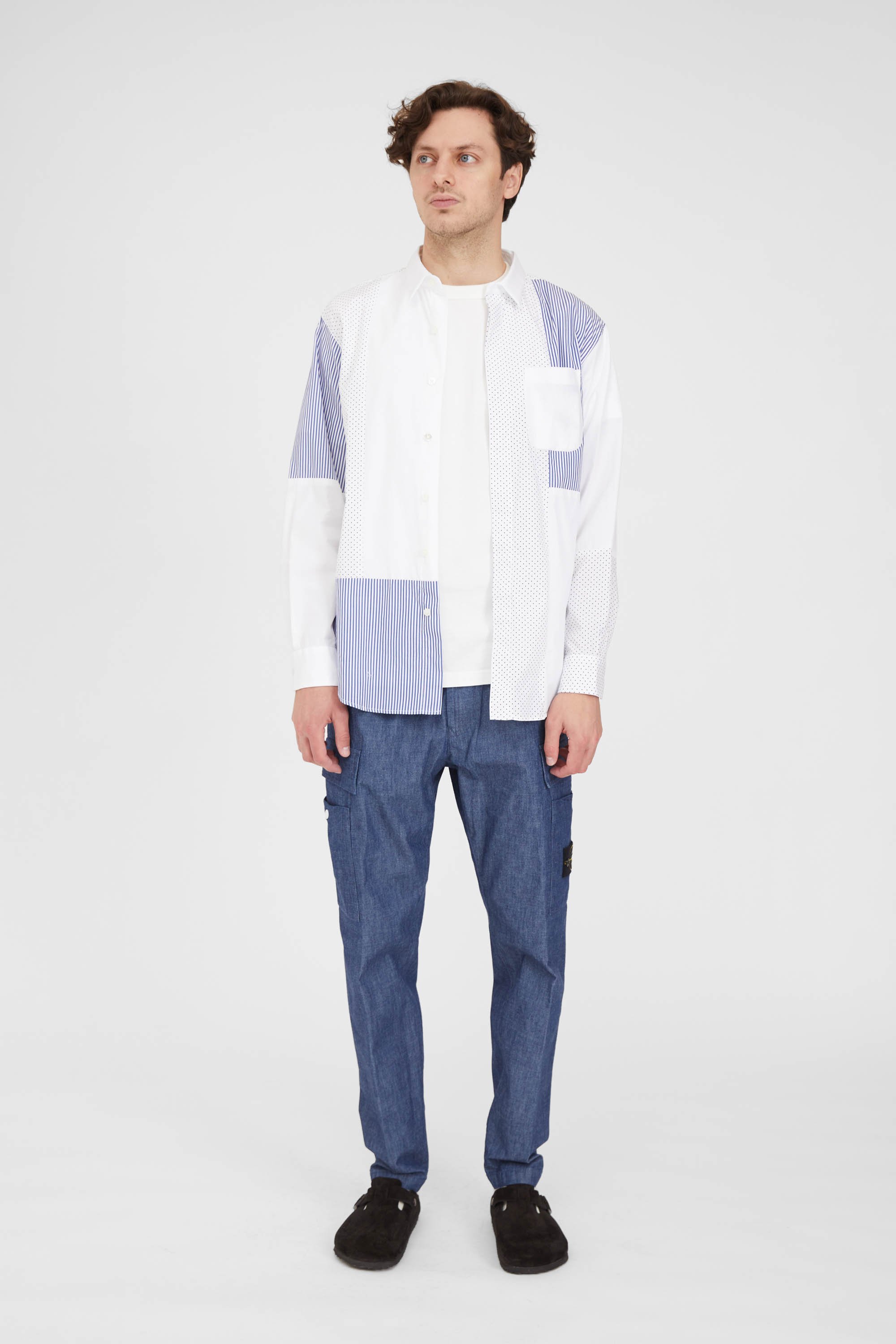 Stone Island Chambray Wash Pants - Blue