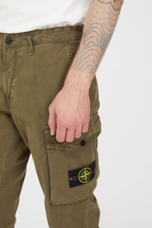 Stone Island Brushed Cotton Canvas Slim Cargo Pants - Olive Stone Island Brushed Cotton Canvas Slim Cargo Pants - Olive