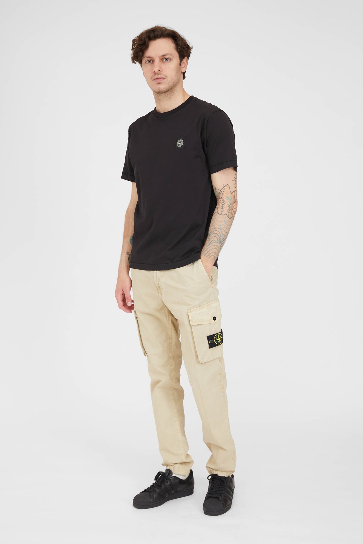 Stone Island Slim Brushed Cotton Canvas Cargo Pants - Sand - Image 1 of 5