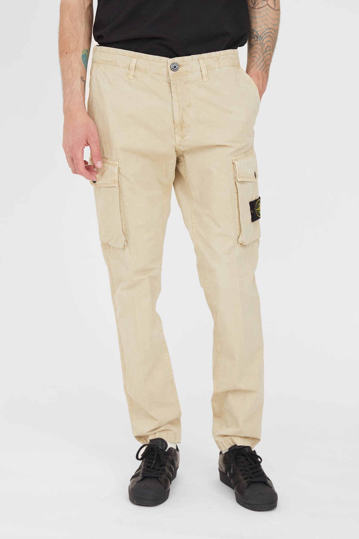 Stone Island Slim Brushed Cotton Canvas Cargo Pants - Sand - Image 2 of 5
