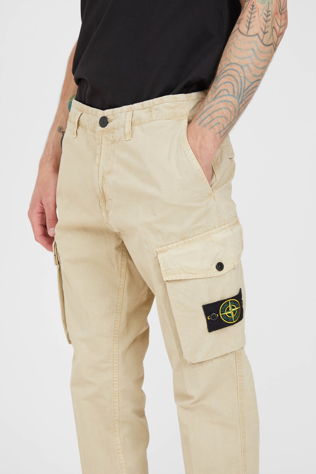 Stone Island Slim Brushed Cotton Canvas Cargo Pants - Sand - Image 3 of 5