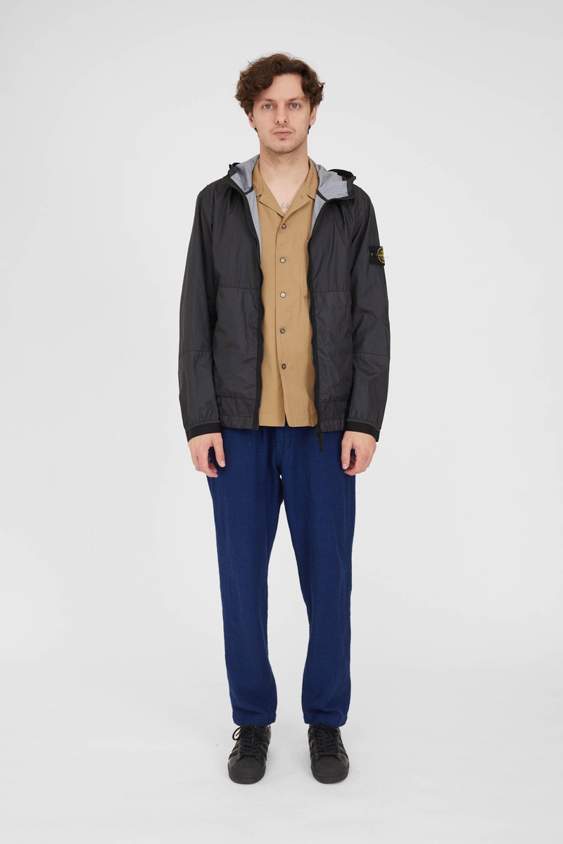 Stone Island 40523 Membrana 3L-TC Garment Dyed Hooded Jacket Black