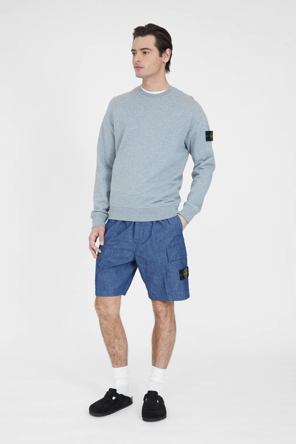 Stone Island Cotton Fleece Garment Dyed Crew Neck Sweatshirt - Melange Grey Stone Island Cotton Fleece Garment Dyed Crew Neck Sweatshirt - Melange Grey